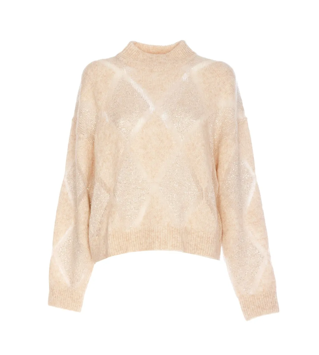 Sequin Embellished High-Neck Knitted Jumper