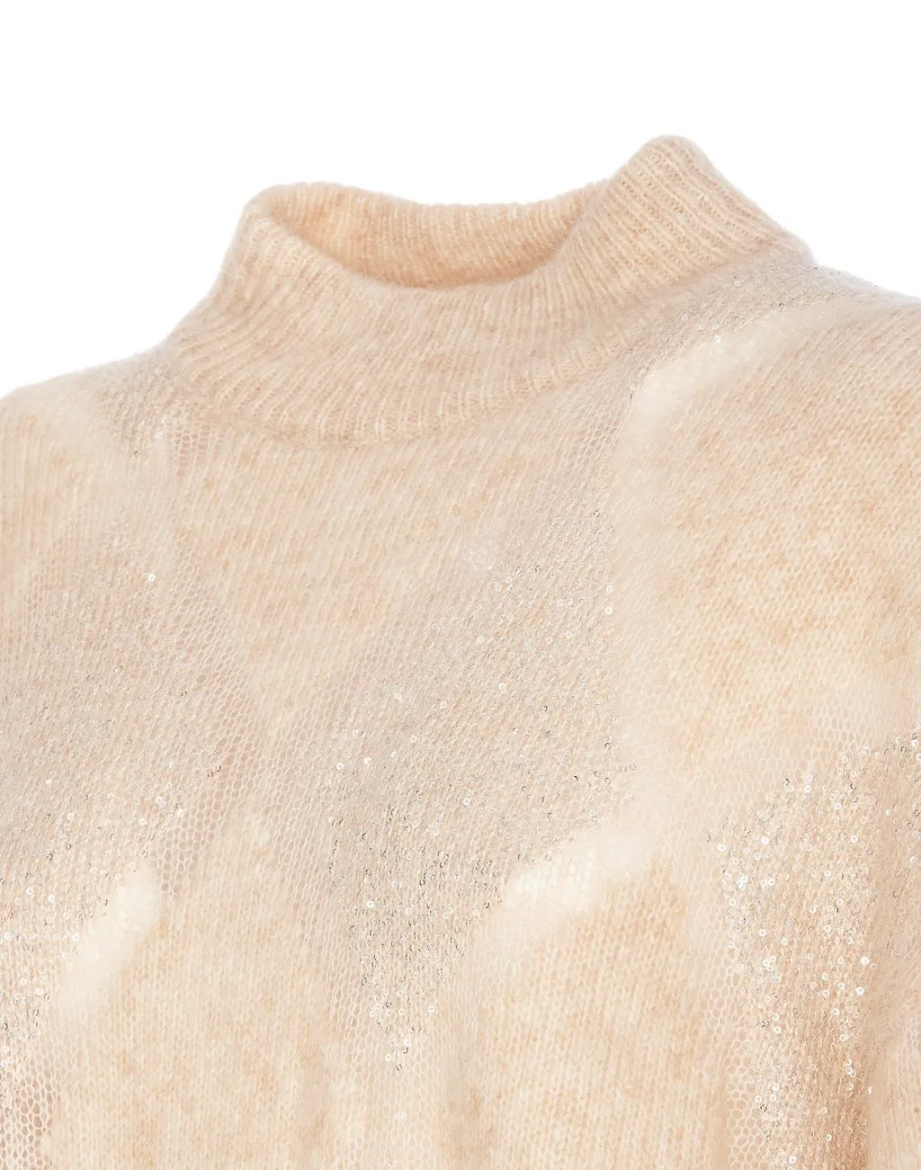 Sequin Embellished High-Neck Knitted Jumper