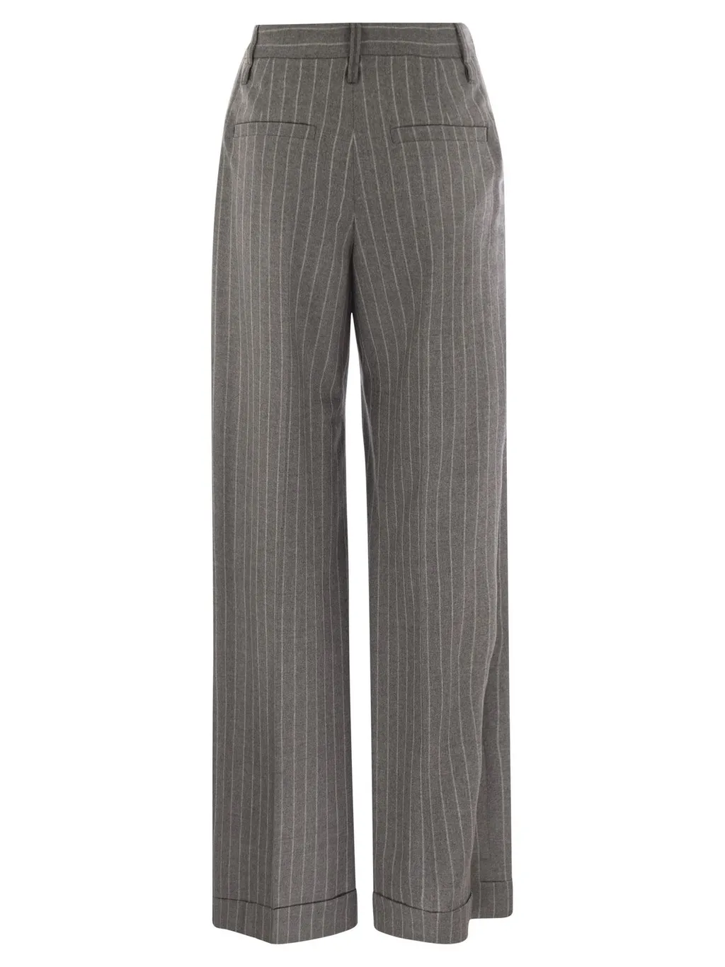 Pinstriped Wide-Leg Trousers