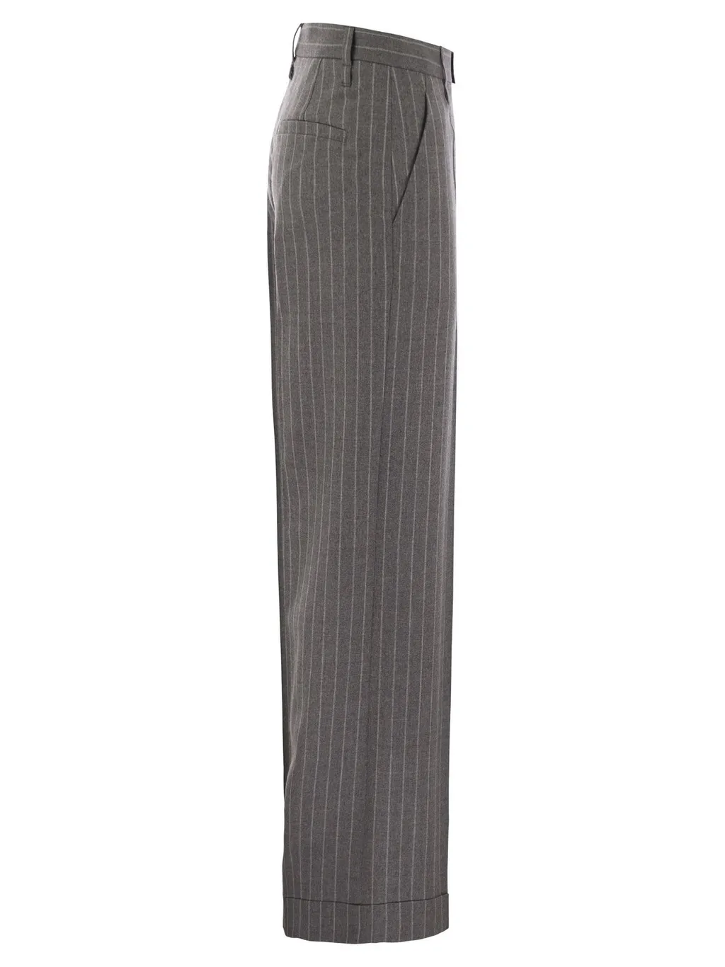 Pinstriped Wide-Leg Trousers