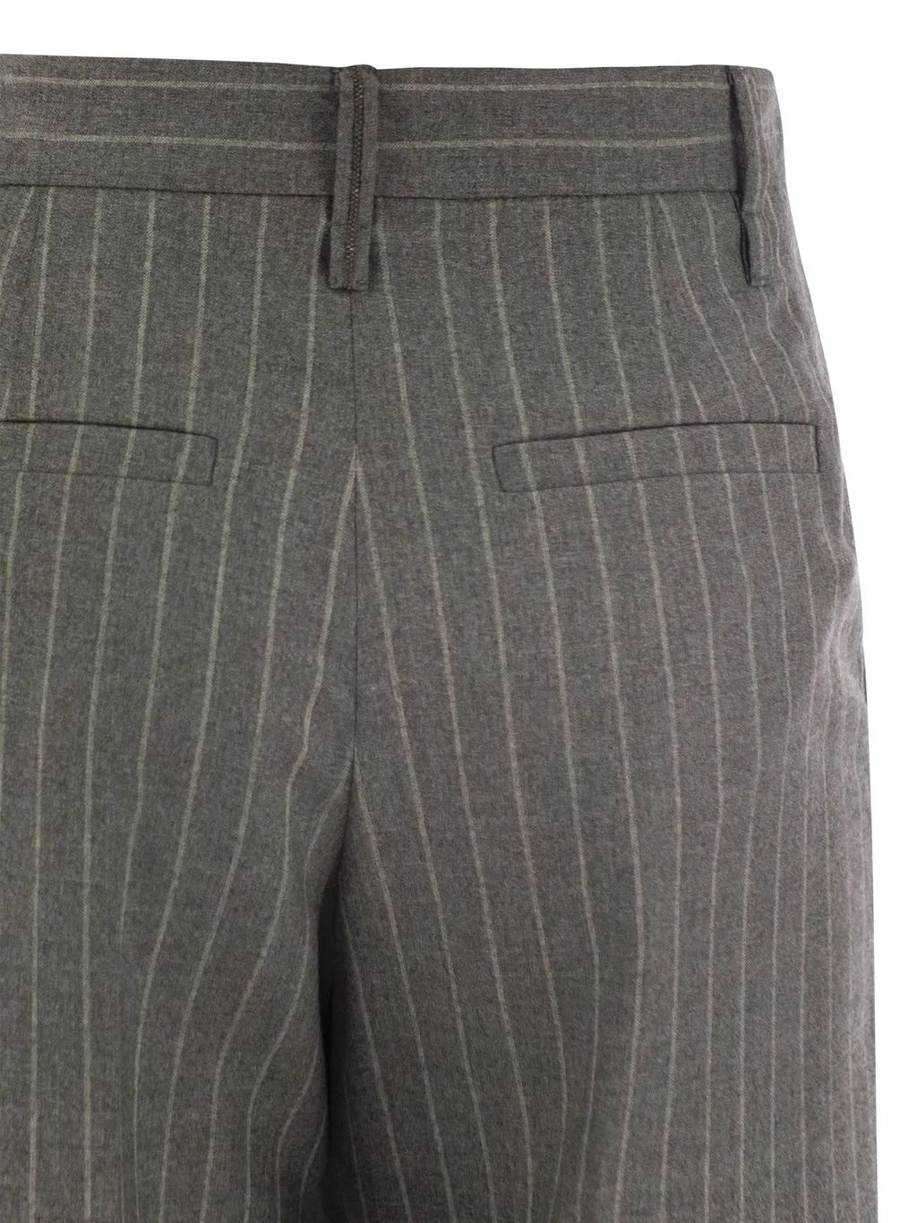 Pinstriped Wide-Leg Trousers
