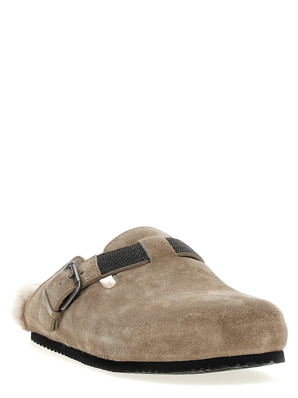 Monile-Detailed Slip-On Sandals