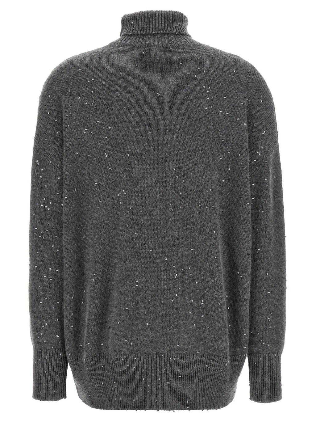 Turtleneck Sequin Embellished Knitted Jumper