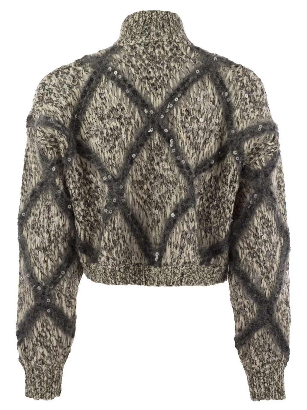 Sequin Embellished Knit Zipped Cardigan