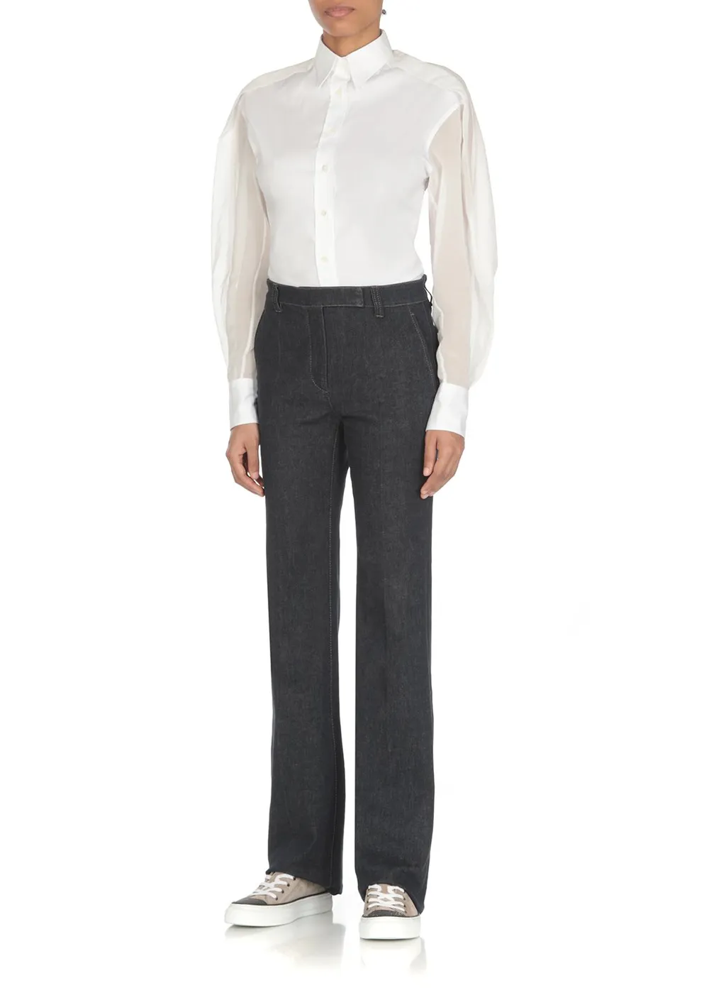 High-Waisted Flared Trousers
