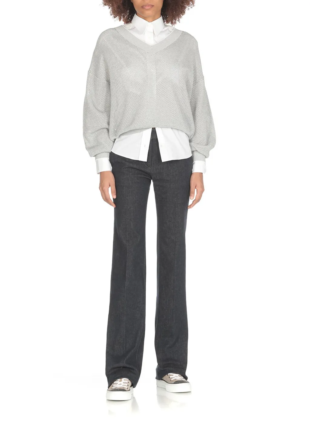 High-Waisted Flared Trousers