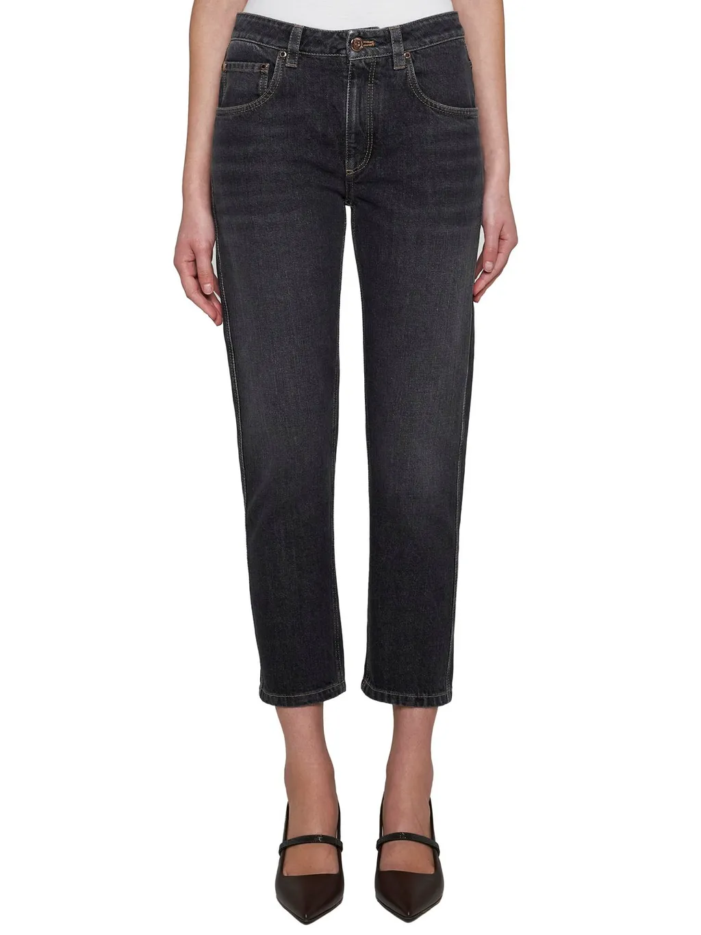 Logo Patch Straight Leg Jeans
