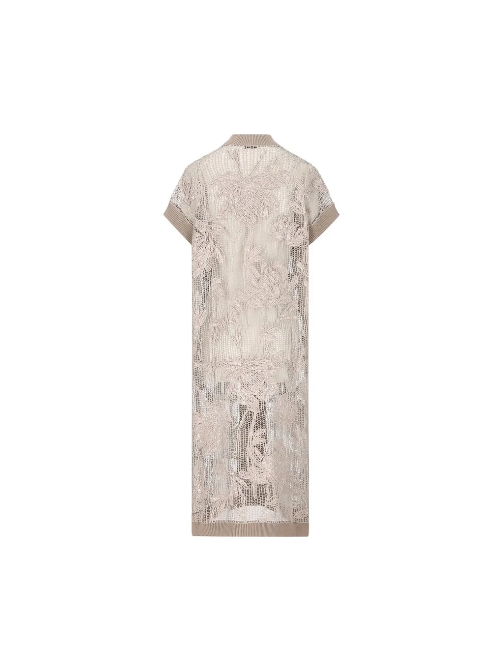 Magnolia-Embroidered Mesh Long Cardigan