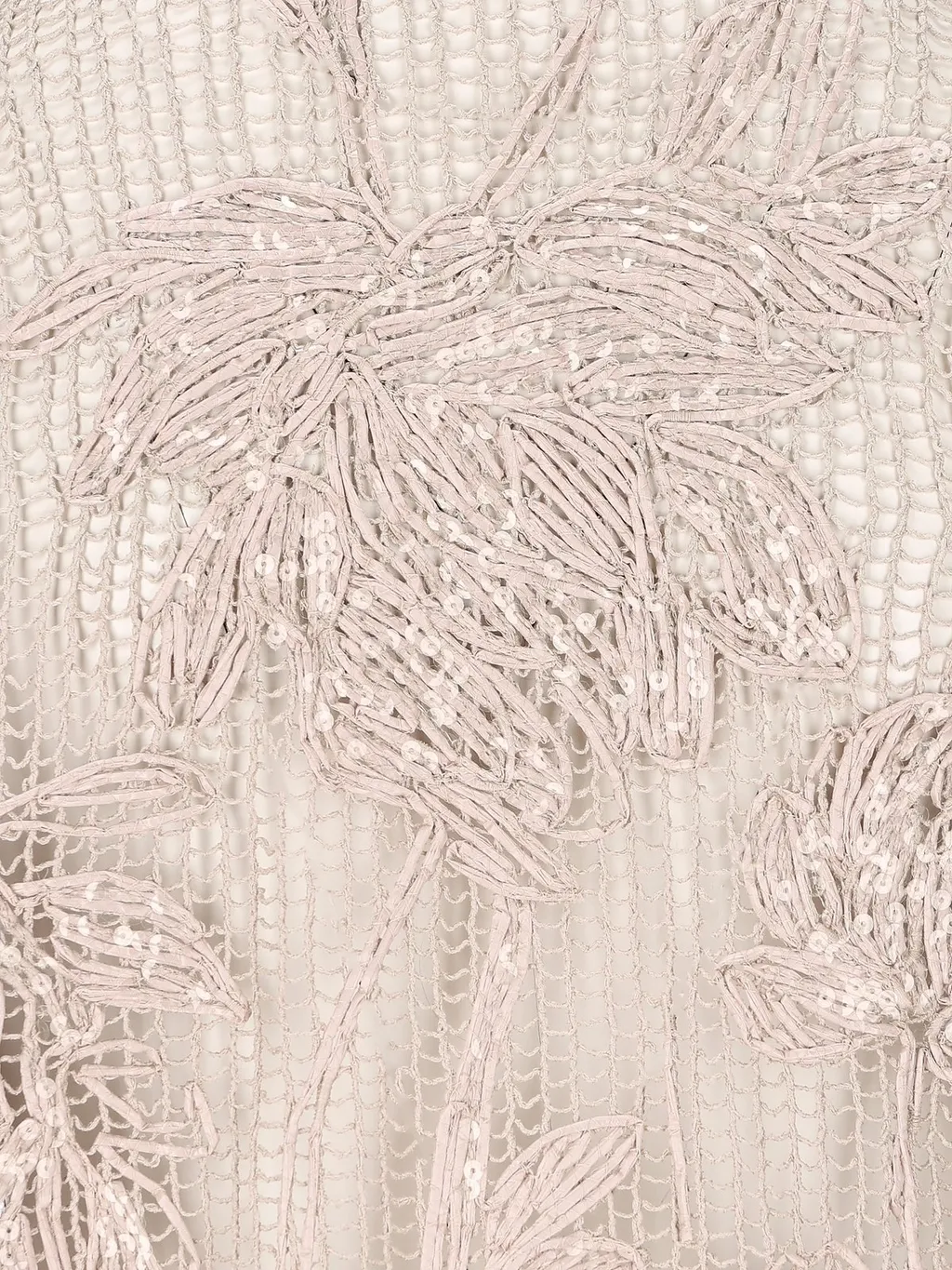 Magnolia-Embroidered Mesh Long Cardigan