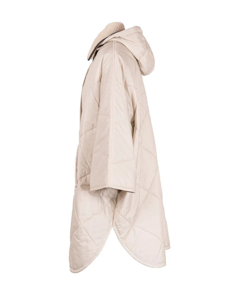 Wide-Sleeved Drawstring Quilted Coat
