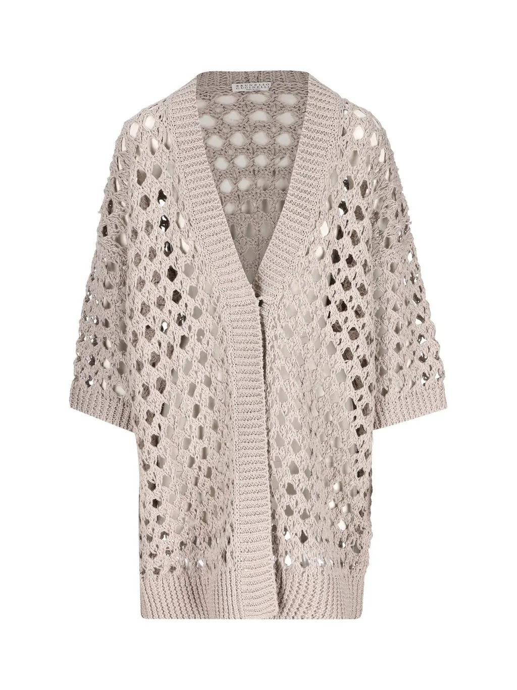 Open-Knitted Straight Hem Cardigan