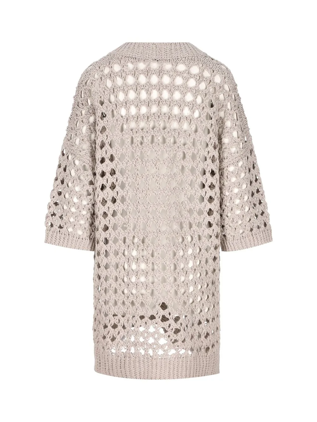 Open-Knitted Straight Hem Cardigan
