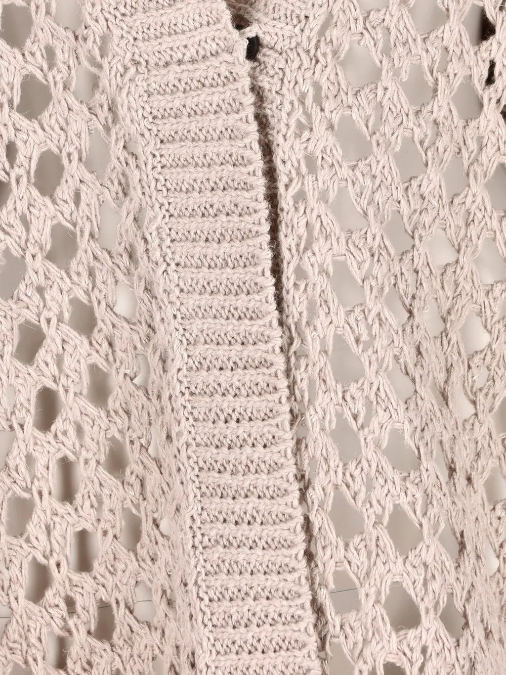 Open-Knitted Straight Hem Cardigan