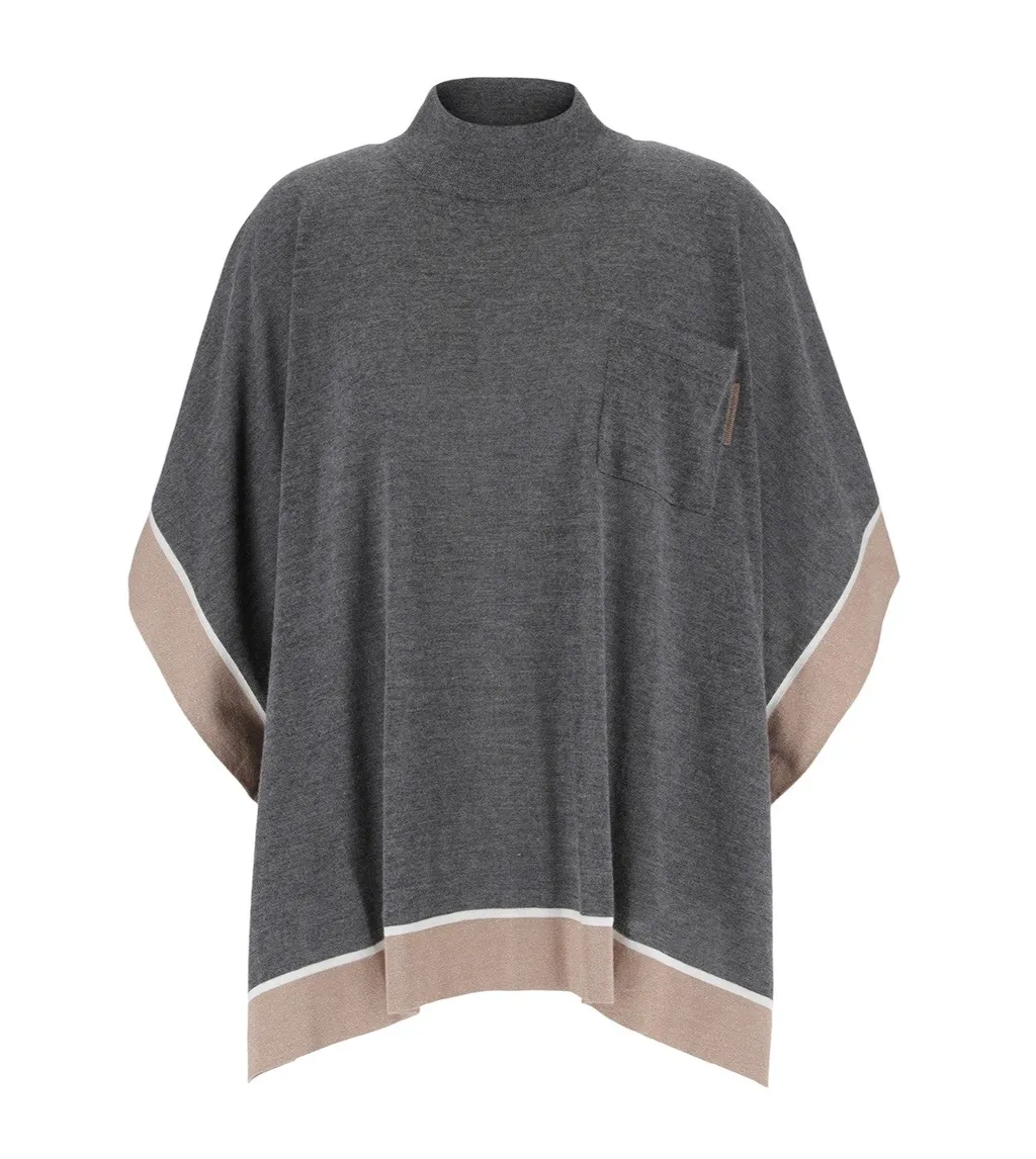 Turtleneck Knitted Cape Jacket