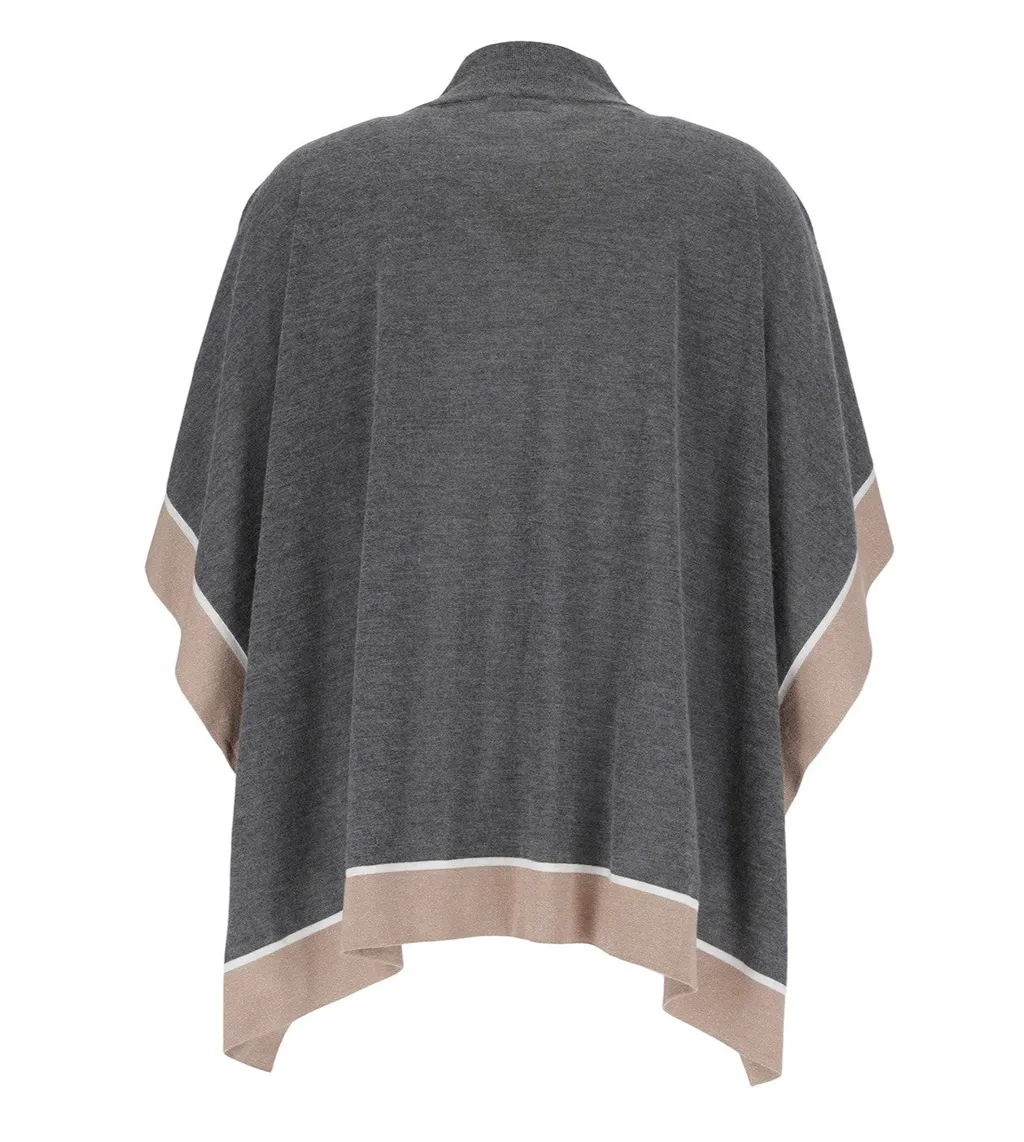 Turtleneck Knitted Cape Jacket