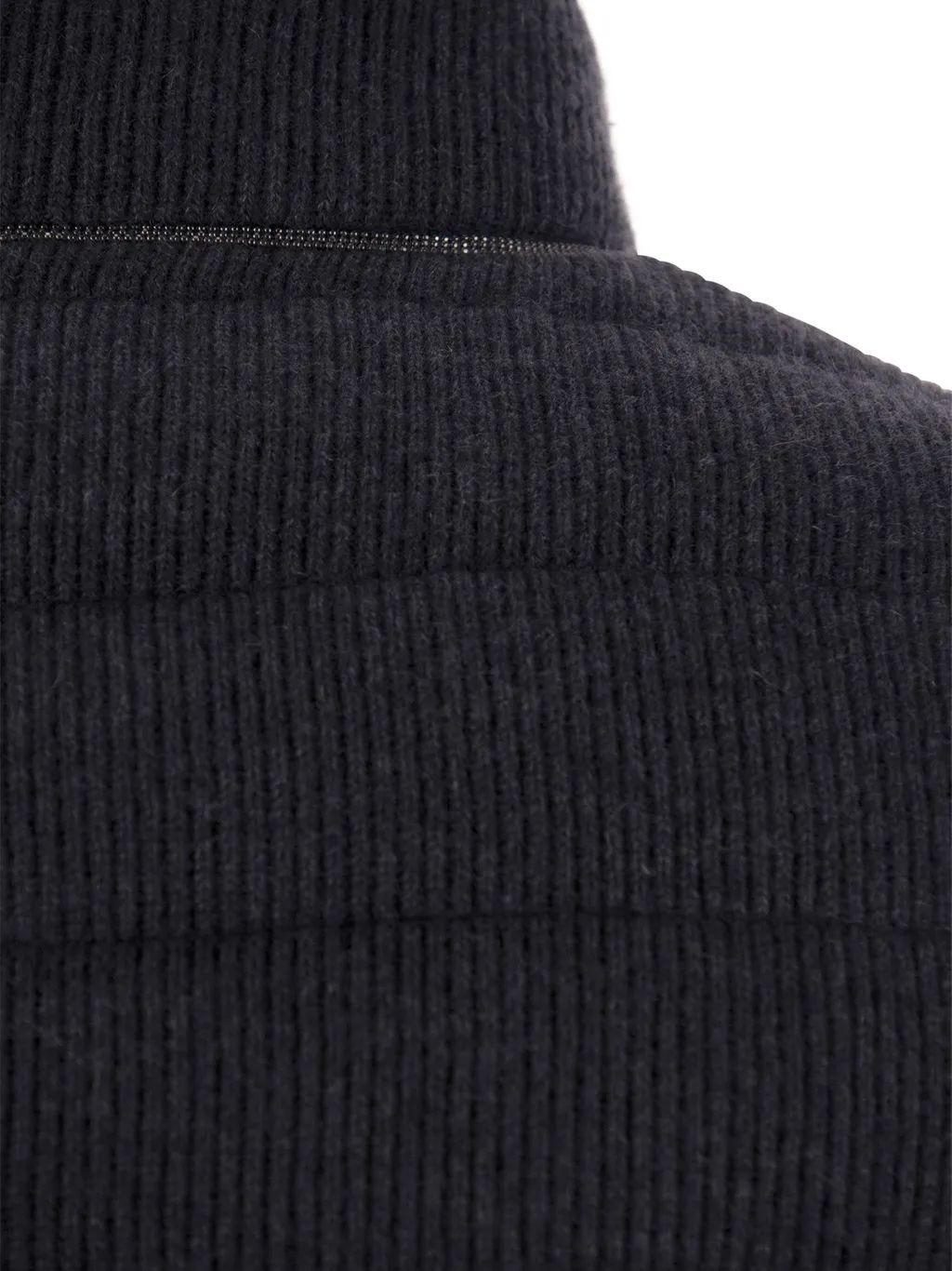 Ribbed-Knit Sleeveless Down Jacket