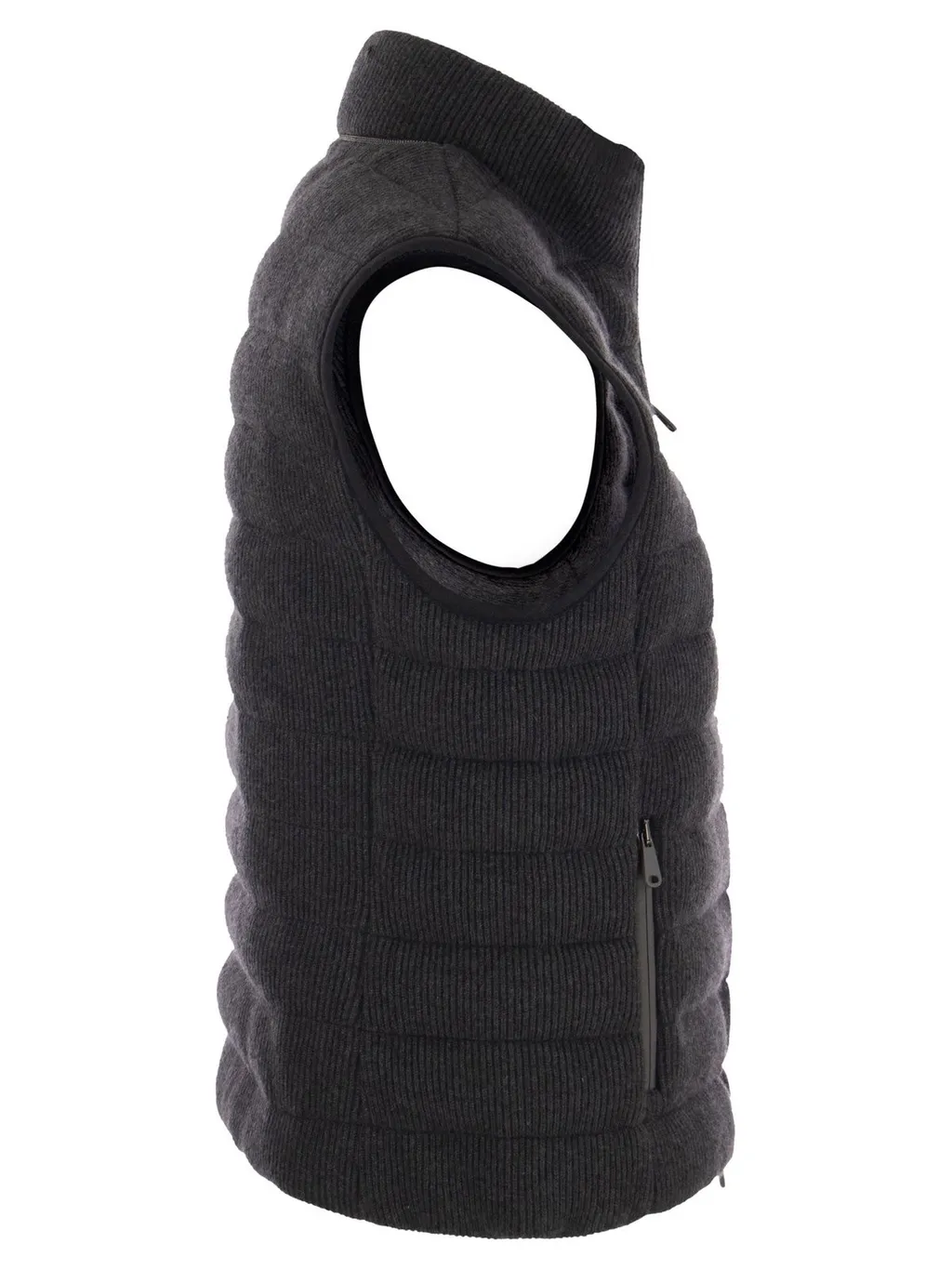 Ribbed-Knit Sleeveless Down Jacket