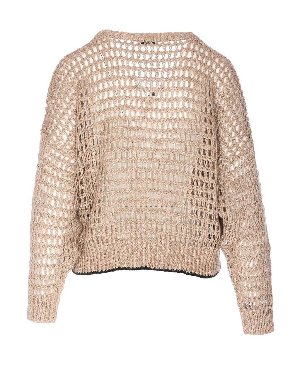 Open-Knitted V-Neck Jumper