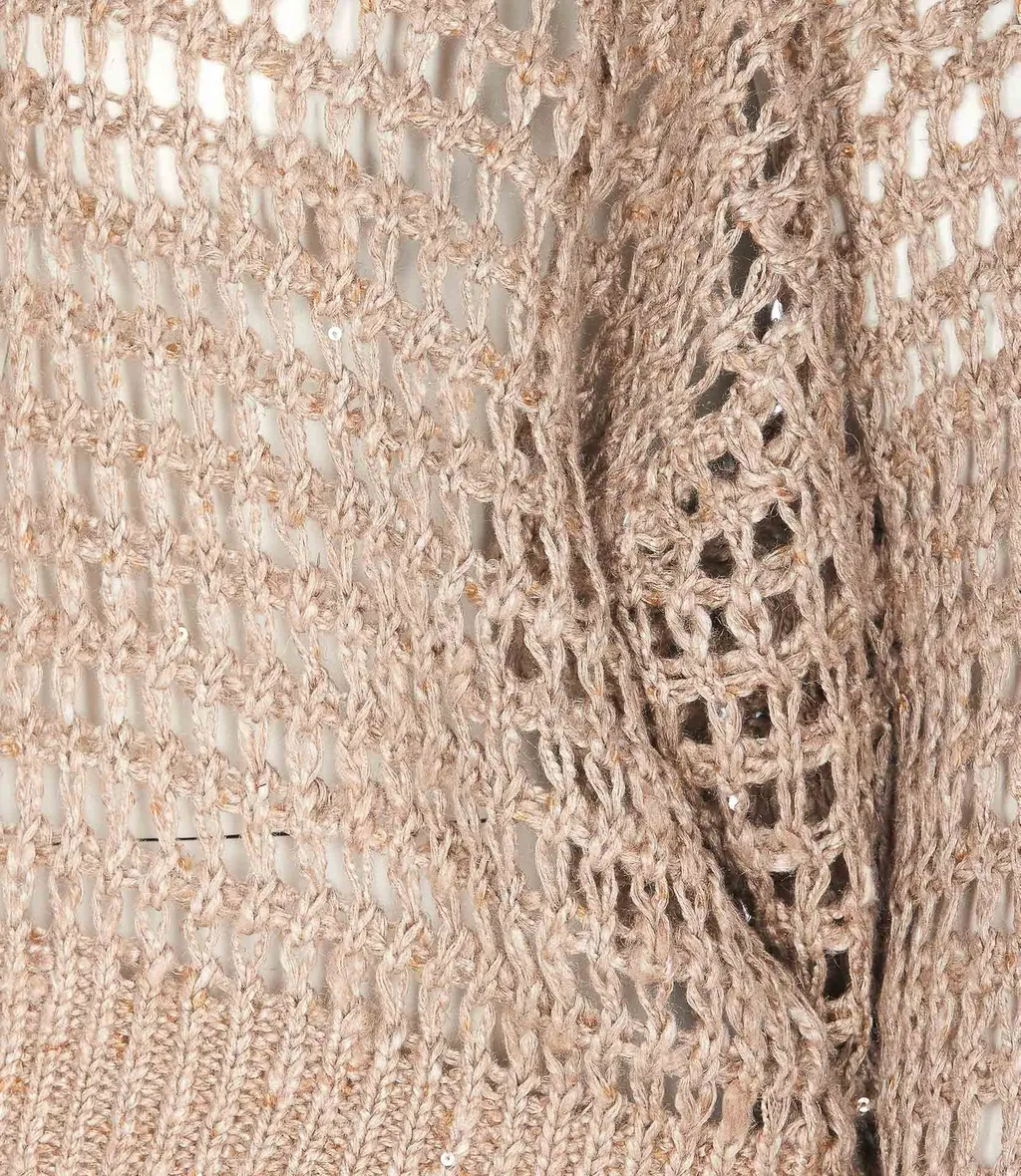 Open-Knitted V-Neck Jumper