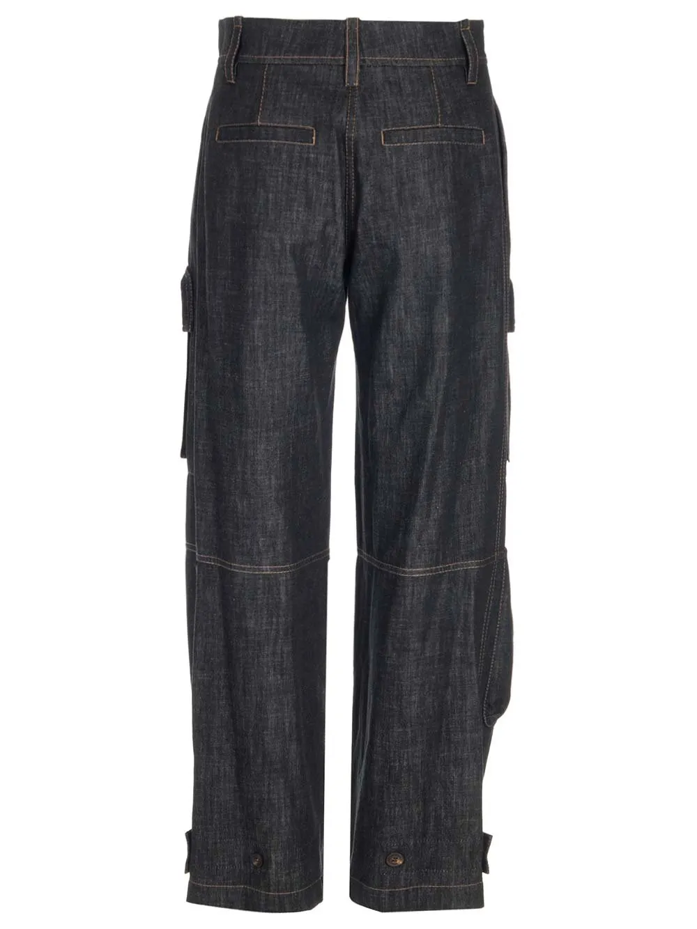 High-Waist Tapered Leg Cargo Jeans