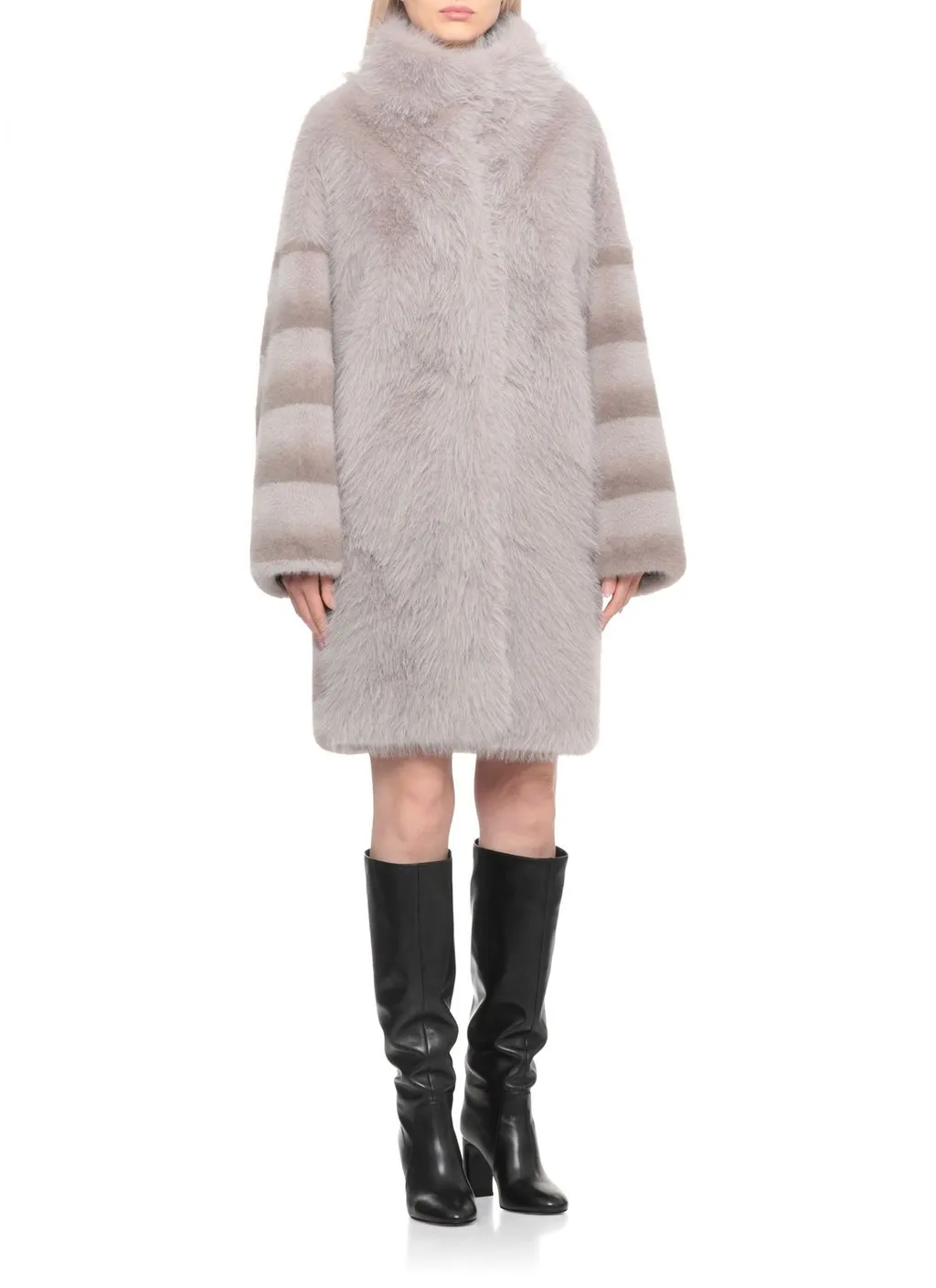 Faux Fur High Neck Coat