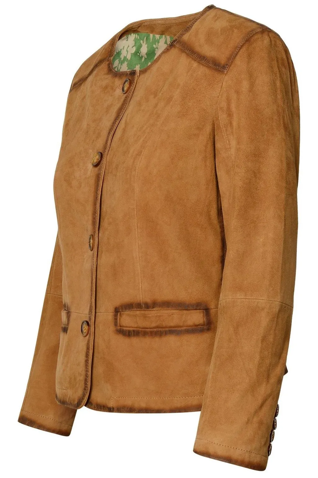Button-Front Suede Jacket
