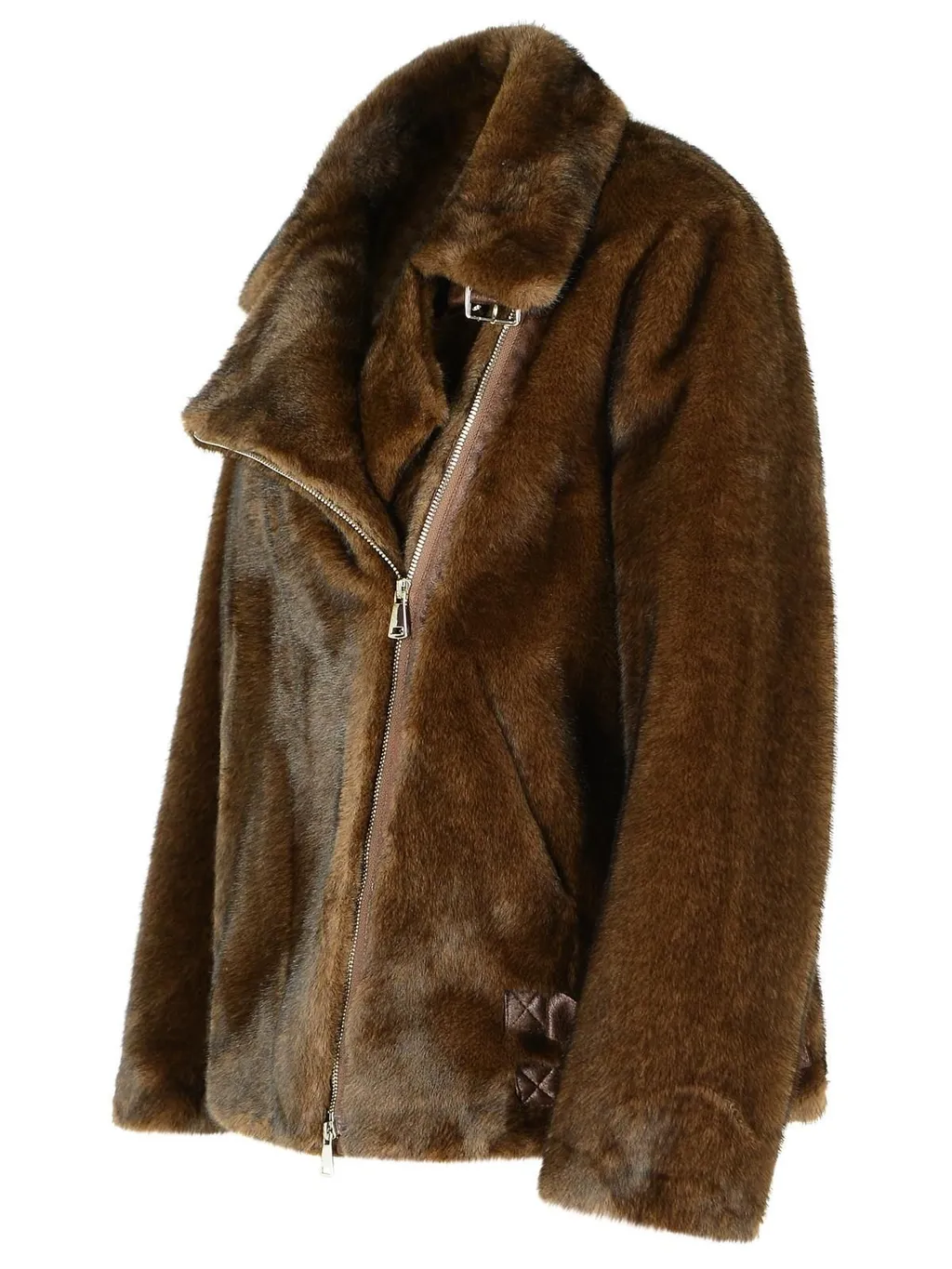Asymmetrical Faux Fur Coat