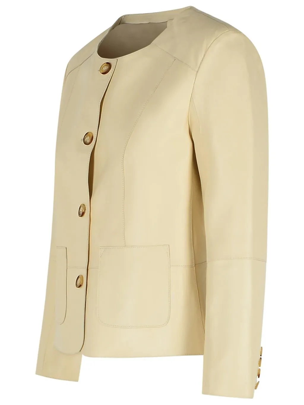 Buttoned Crew Neck Jacket
