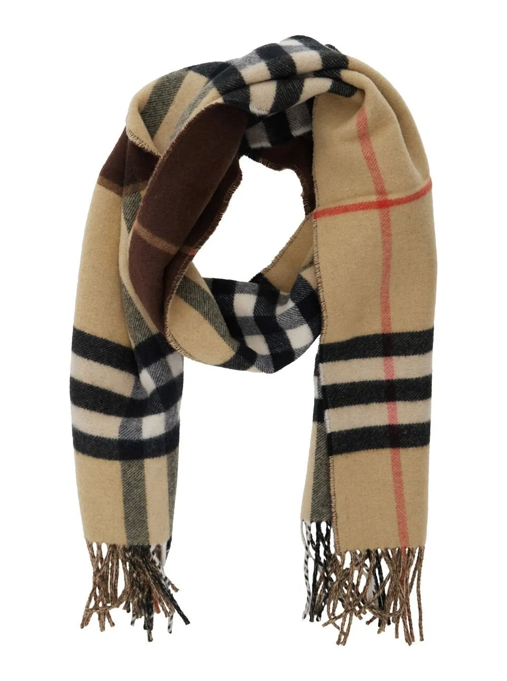 Contrast Check Fringed Scarf