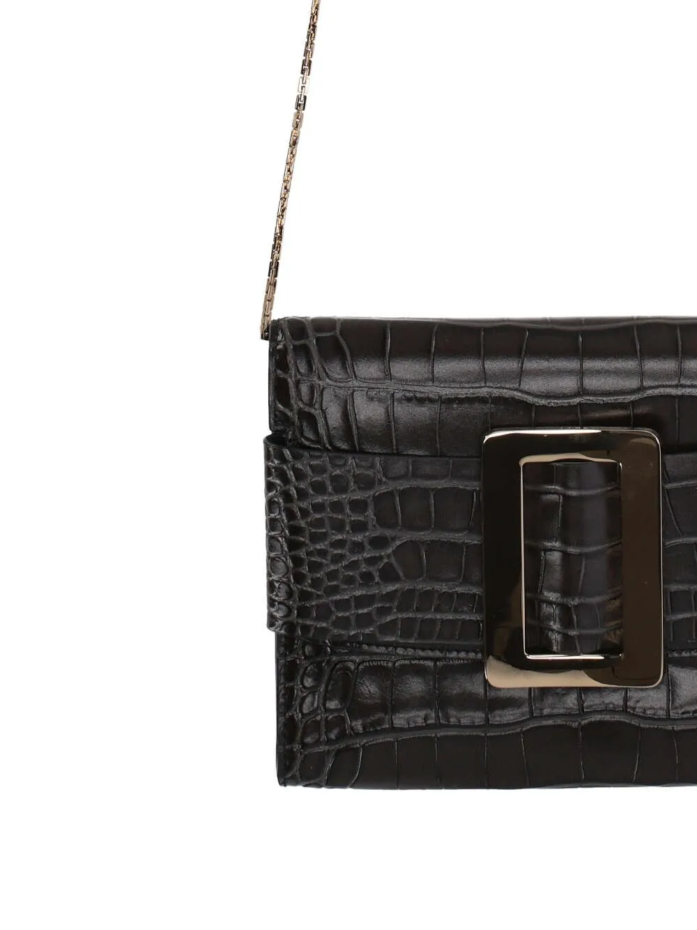 Buckle Detailed Embossed Crossbody Bag