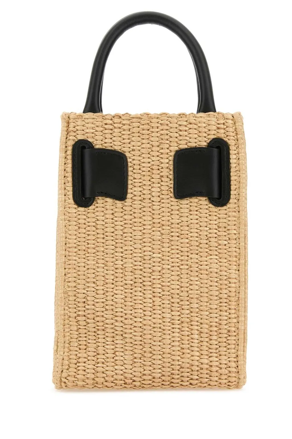 Buckle-Detailed Woven Tote Bag