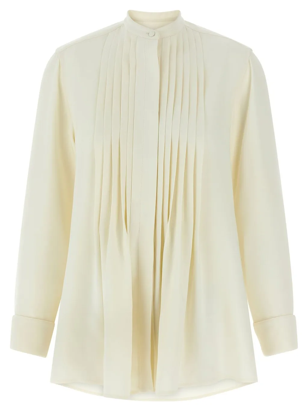 Long-Sleeved Pleated Plastron Shirt