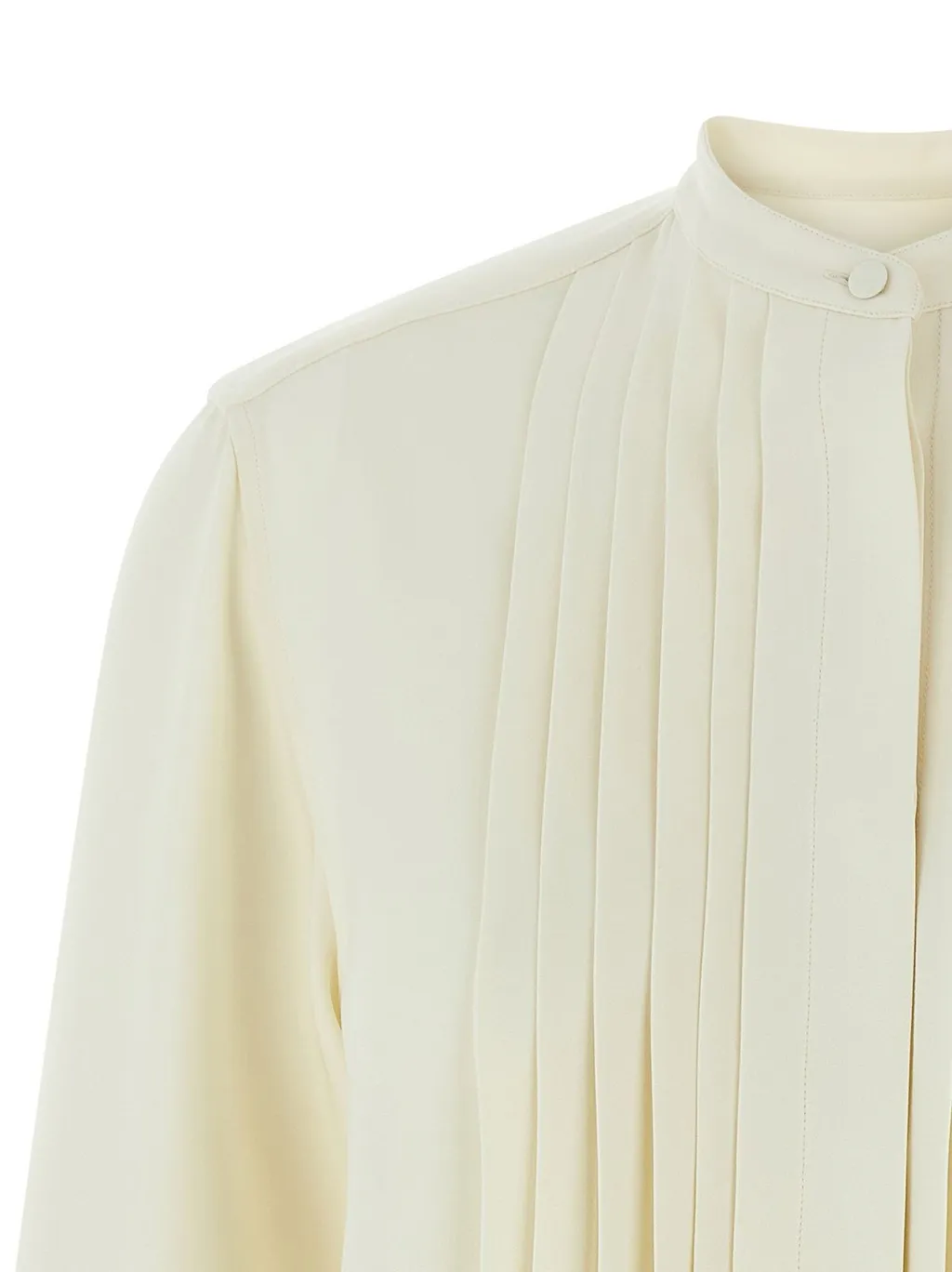 Long-Sleeved Pleated Plastron Shirt