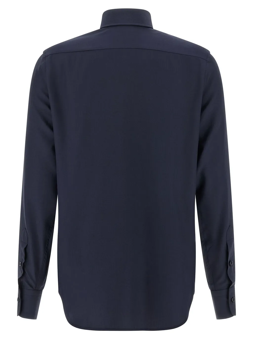 Long-Sleeved Curved Hem Shirt