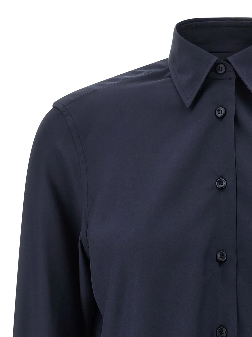 Long-Sleeved Curved Hem Shirt