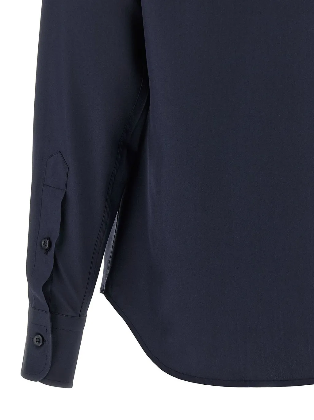 Long-Sleeved Curved Hem Shirt
