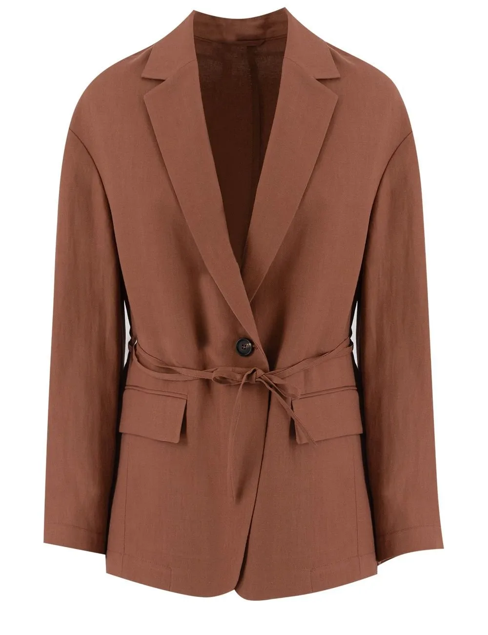 Tied-Waist Buttoned Jacket
