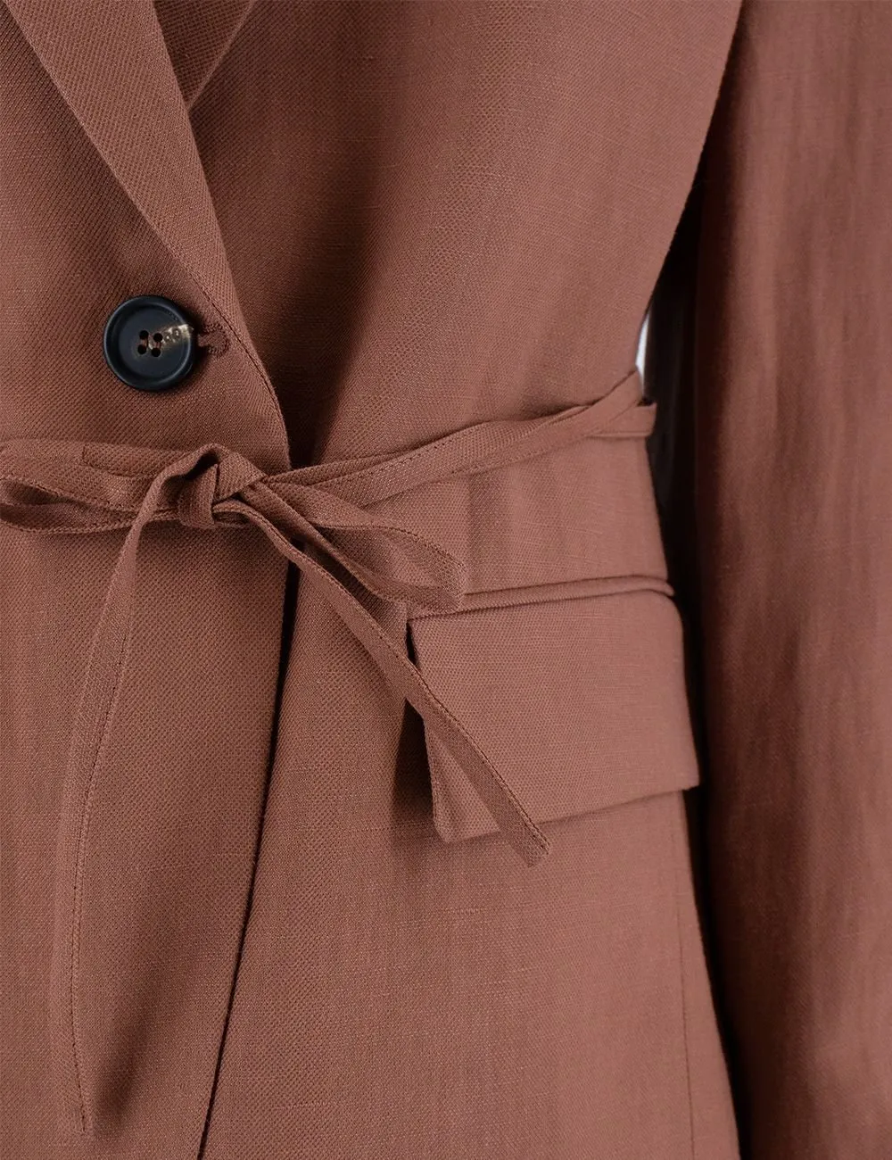 Tied-Waist Buttoned Jacket