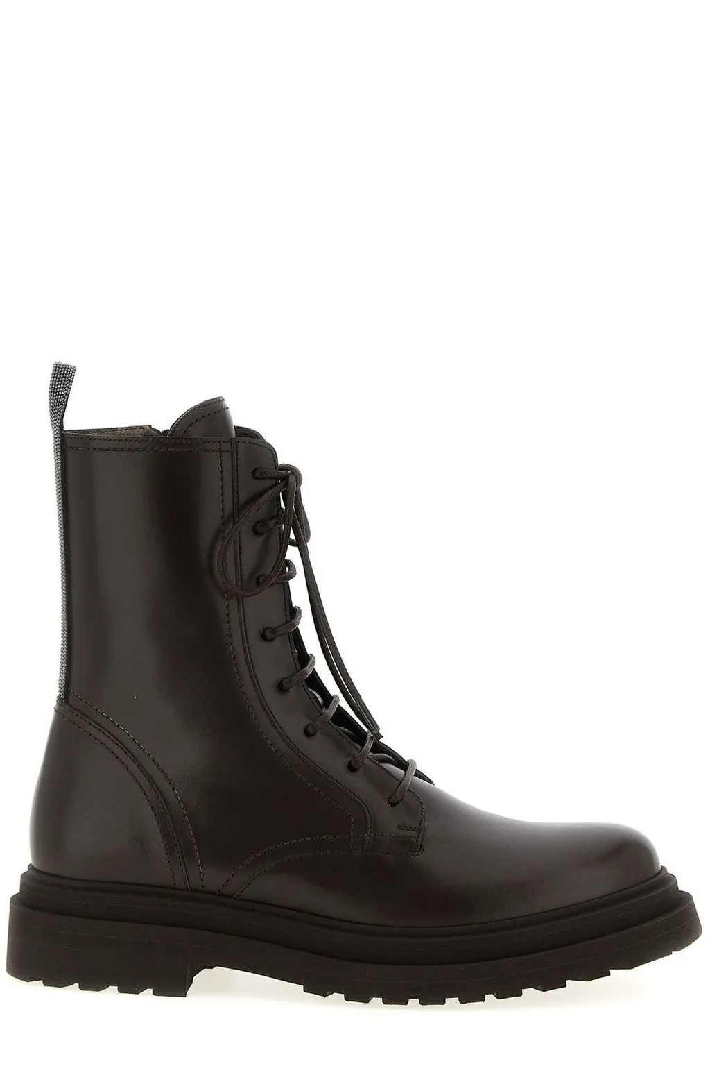 Shiny Loop Detail Combat Boots
