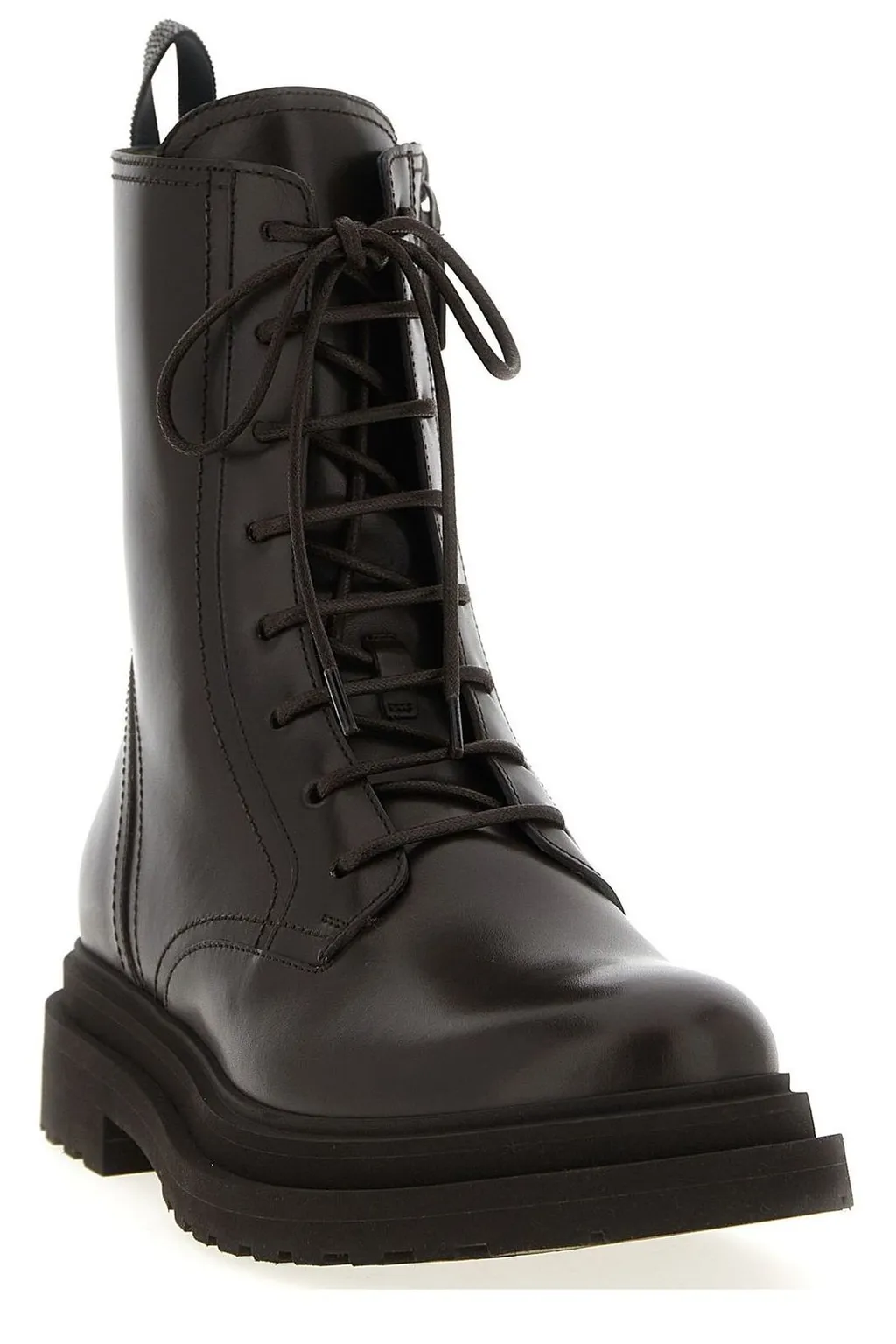 Shiny Loop Detail Combat Boots