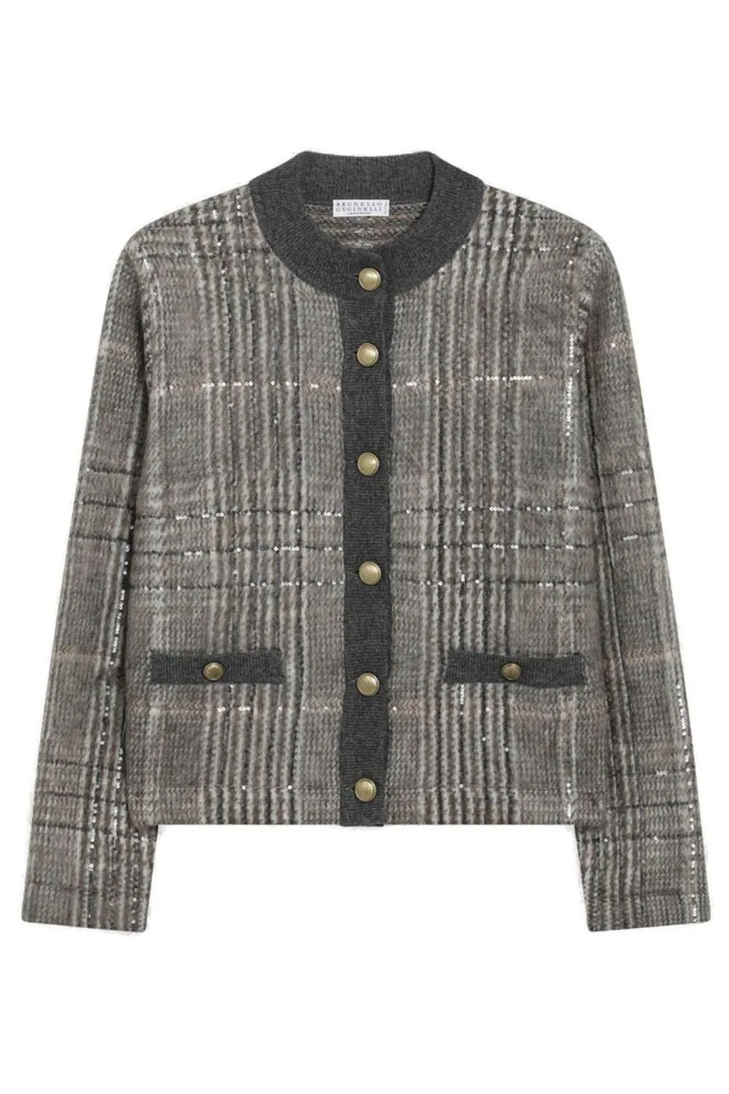 Dazzling Checked Jacquard Cardigan