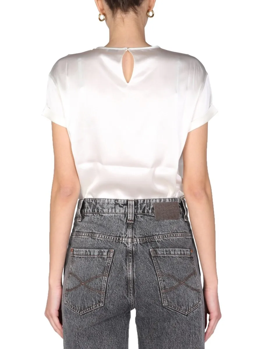 Satin Crewneck T-Shirt