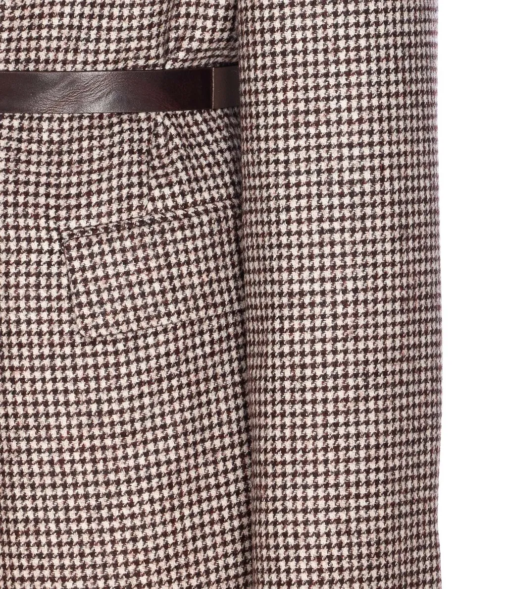 Houndstooth Detailed Belted Blazer