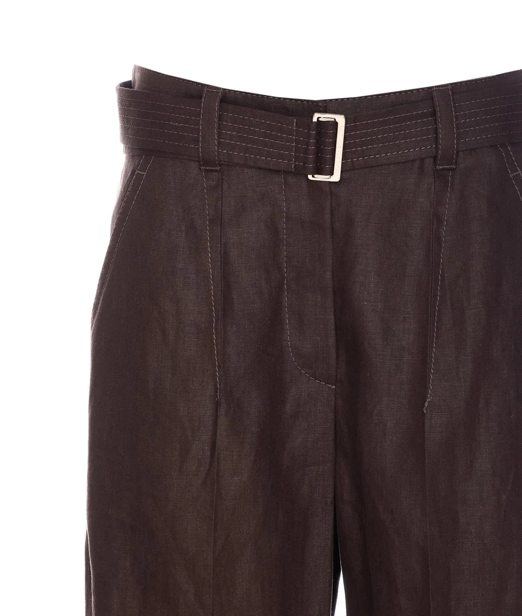 Belted Straight-Leg Trousers