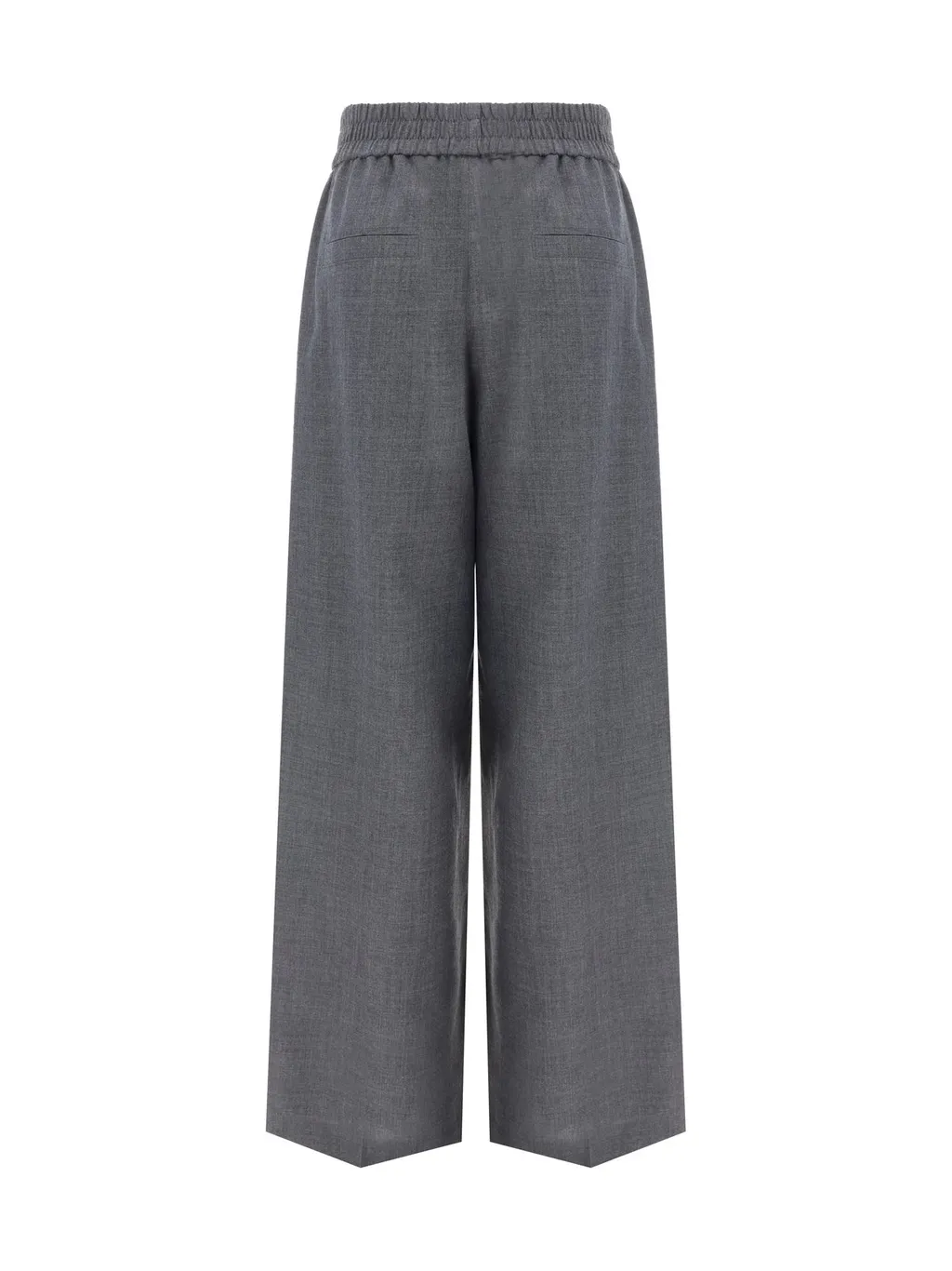 High-Waist Elastic-Waist Wide-Leg Trousers