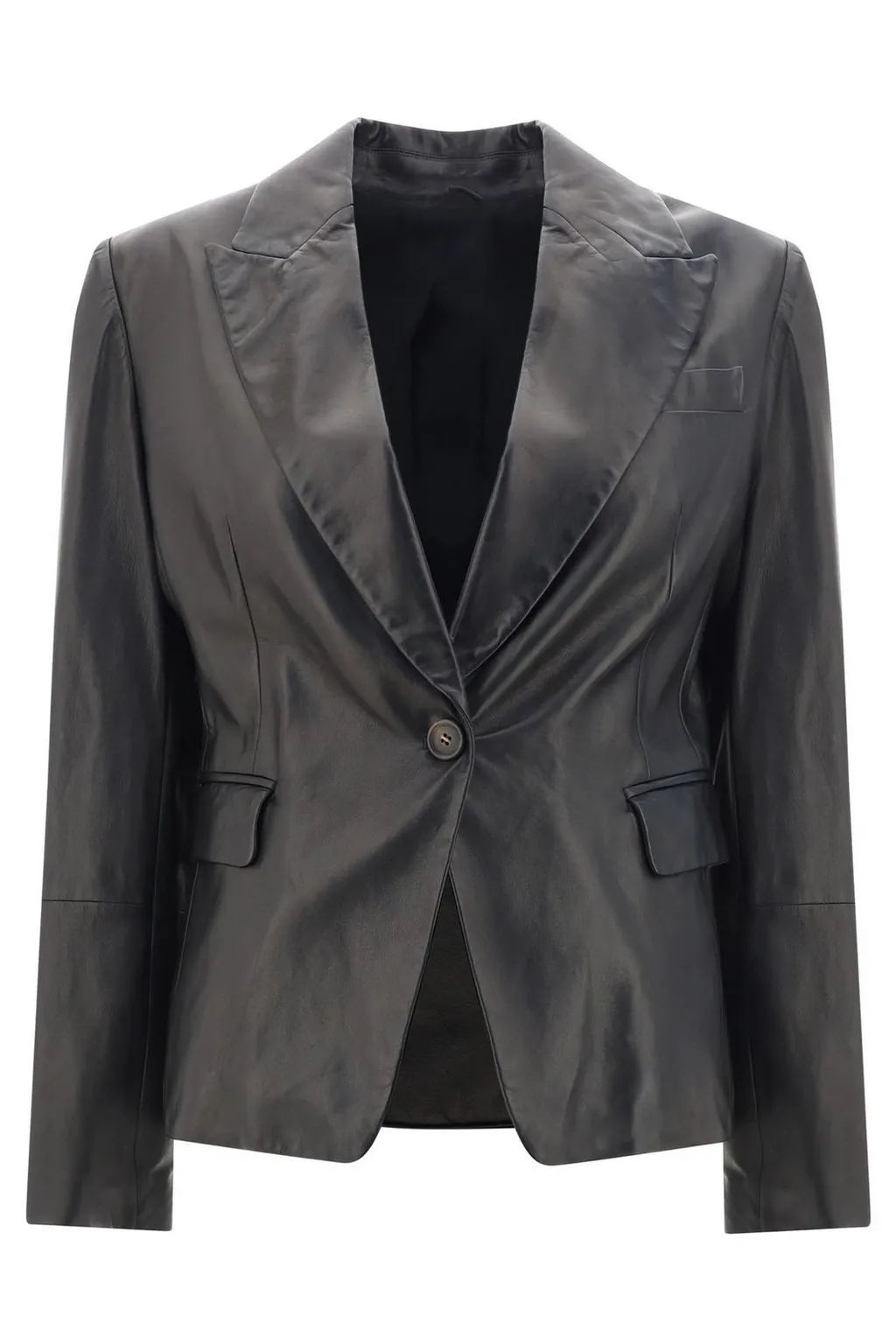 Single-Breasted Leather Jacket
