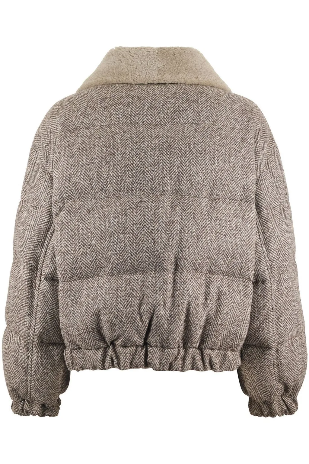 Herringbone Zip-Up Quilted Jacket