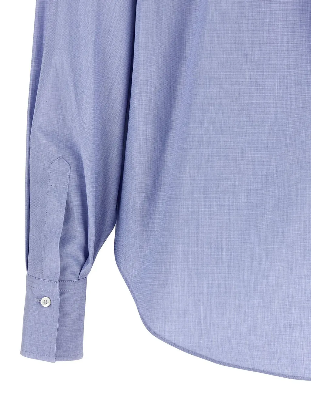 Long-Sleeved Curved Hem Shirt