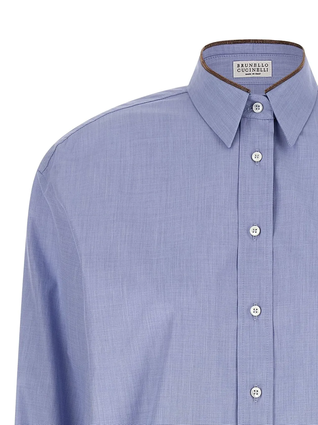 Long-Sleeved Curved Hem Shirt