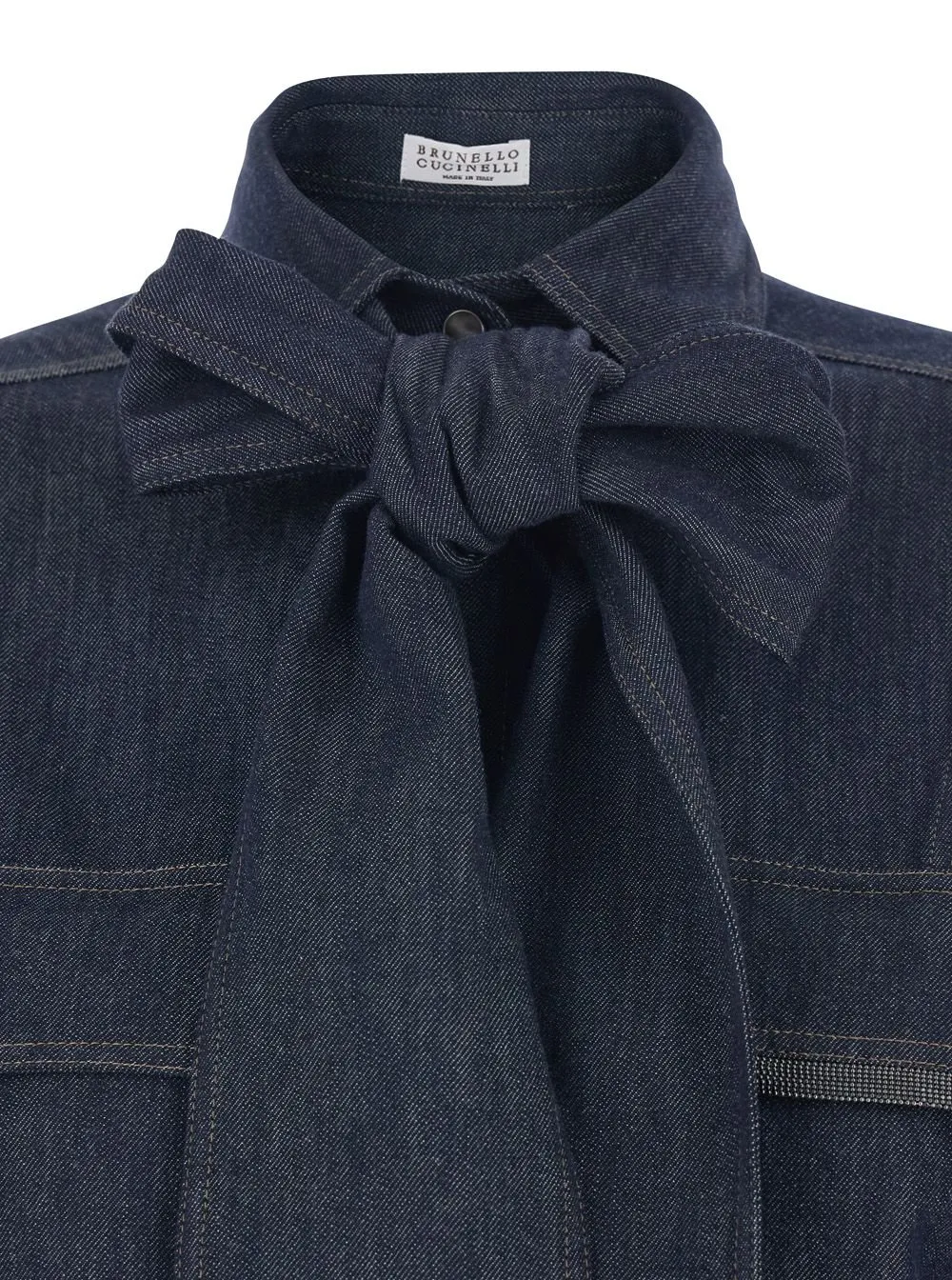 Lightweight No-Fade Denim Pussybow Shirt